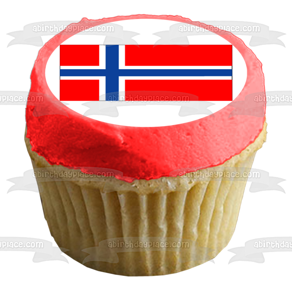 Flag of Norway Scandinavian Cross Edible Cake Topper Image ABPID06158 Sale