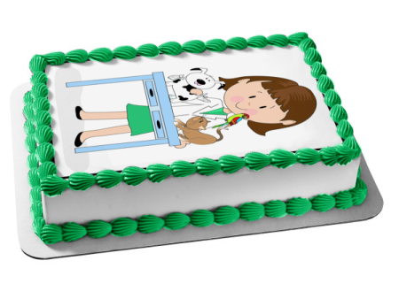 Cartoon Veterinarian Cat Dog and a Bird Edible Cake Topper Image ABPID01674 Online