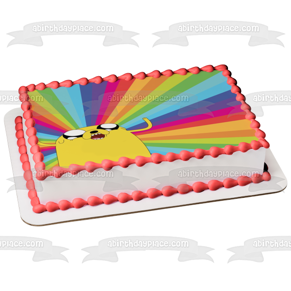 Adventure Time Jake the Dog Rainbow Background Edible Cake Topper Image ABPID22172 Supply