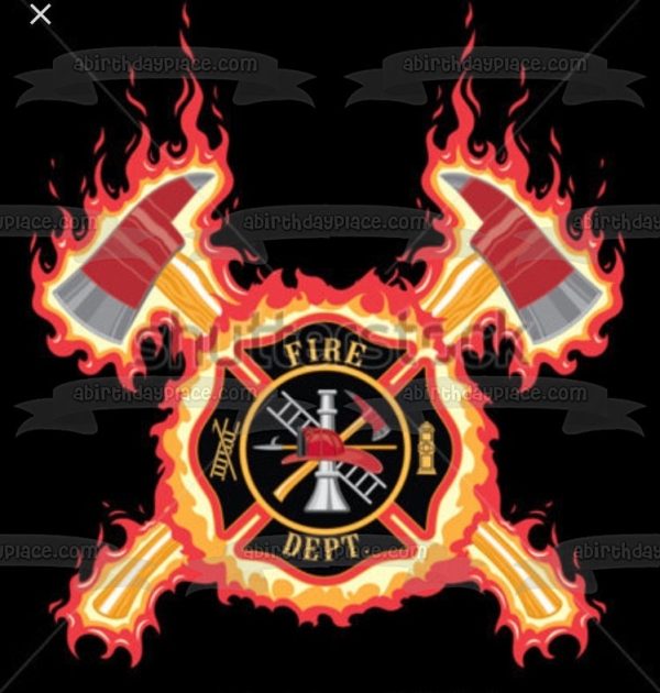 Fire Department Maltese Cross Flames Logo Edible Cake Topper Image ABPID11557 Cheap