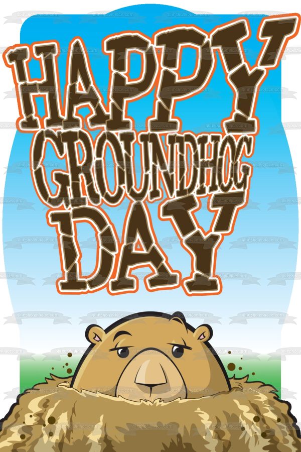 Happy Groundhog Day Groundhog Out of Hole Edible Cake Topper Image ABPID13081 Online Sale