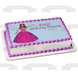 Happy Birthday Princess Girl Pink Dress Tiara Magic Wand Edible Cake Topper Image ABPID13300 For Cheap