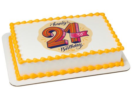 21st Birthday Edible Cake Topper Image Online Sale