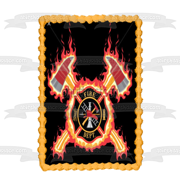 Fire Department Maltese Cross Flames Logo Edible Cake Topper Image ABPID11557 Cheap