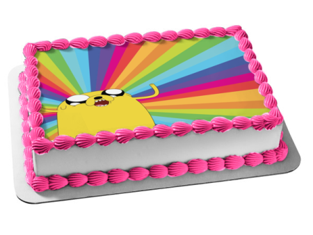 Adventure Time Jake the Dog Rainbow Background Edible Cake Topper Image ABPID22172 Supply