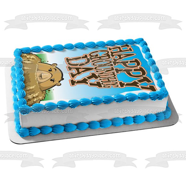 Happy Groundhog Day Groundhog Out of Hole Edible Cake Topper Image ABPID13081 Online Sale