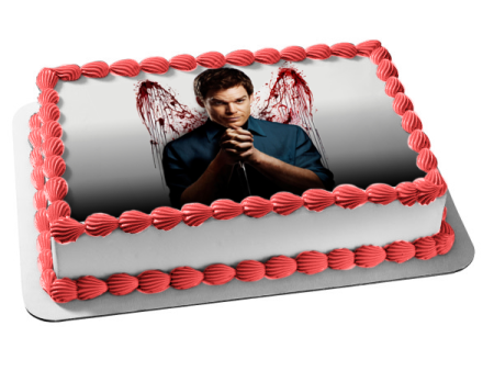 Dexter Blood Splatter Angel Wings Edible Cake Topper Image ABPID26936 Online