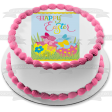 Happy Easter Bunnies Eggs Grass Edible Cake Topper Image ABPID13278 Sale