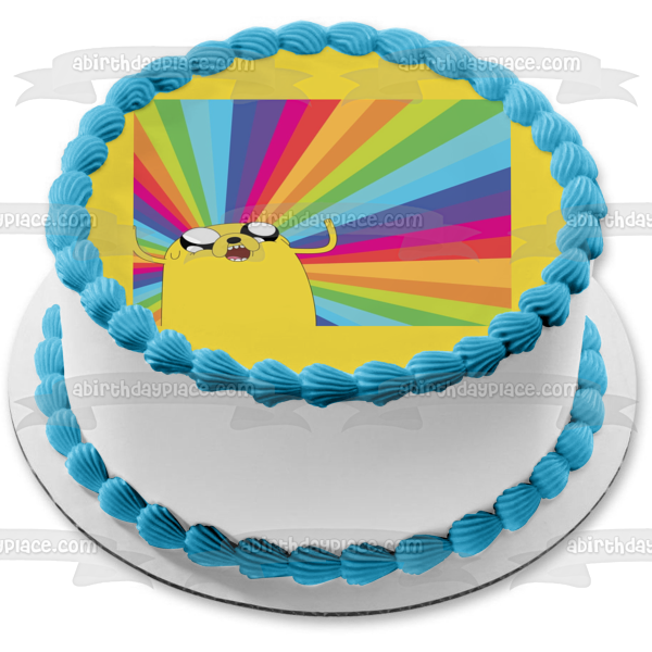 Adventure Time Jake the Dog Rainbow Background Edible Cake Topper Image ABPID22172 Supply