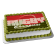 Sports Rugby Champions Red and Green Striped Background Edible Cake Topper Image ABPID13506 Fashion