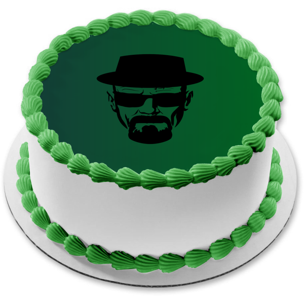 Breaking Bad Heisenberg Poster Green Background Walter White Edible Cake Topper Image ABPID27024 Hot on Sale