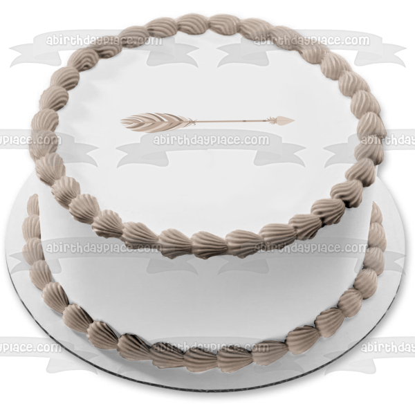 Grey Blush Tribal Arrow Feathers Edible Cake Topper Image ABPID11441 Discount