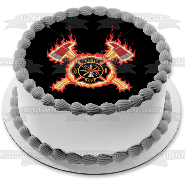 Fire Department Maltese Cross Flames Logo Edible Cake Topper Image ABPID11557 Cheap