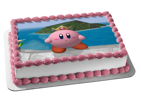 Super Smash Brothers Kirby Gold Crown Mountain Water Edible Cake Topper Image ABPID01794 Online Sale