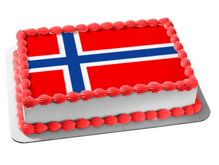 Flag of Norway Scandinavian Cross Edible Cake Topper Image ABPID06158 Sale