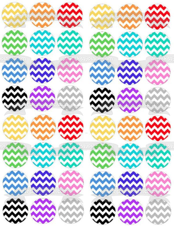 Zig Zag Pattern Circles Red Green Blue Pink Orange Edible Cake Topper Image ABPID11345 Sale