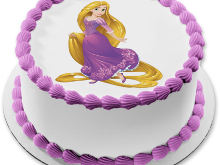 Disney Tangled Rapunzel Purple Ball Gown Edible Cake Topper Image ABPID11507 Online now