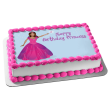 Happy Birthday Princess Girl Pink Dress Tiara Magic Wand Edible Cake Topper Image ABPID13300 For Cheap