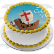 Happy Columbus Day Niña Pinta Santa Maria Sailing Americas Edible Cake Topper Image ABPID13035 For Sale