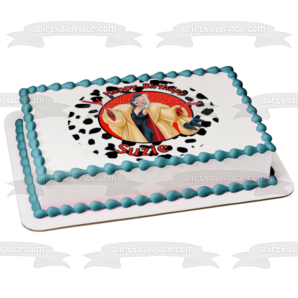 Disney 101 Dalmatians Cruella De Ville Happy Birthday Your Personalized Name Edible Cake Topper Image ABPID52851 Online now