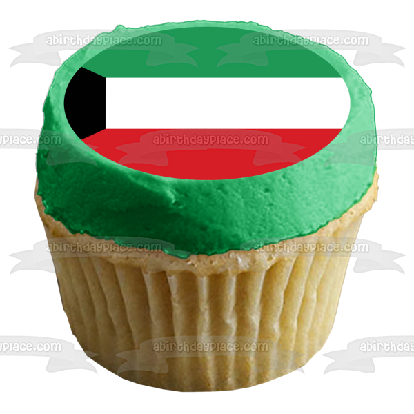 Flag of Kuwait Green White Red Black Edible Cake Topper Image ABPID13497 Online Hot Sale