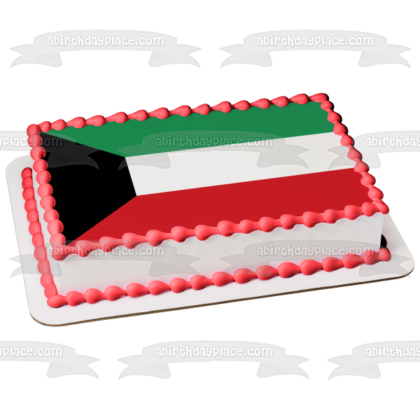 Flag of Kuwait Green White Red Black Edible Cake Topper Image ABPID13497 Online Hot Sale