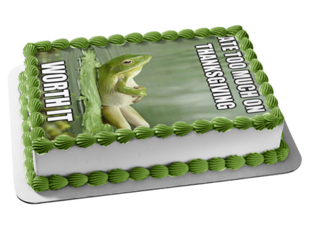 Happy Thanksgiving Meme Frog  Ate Too Much on Thanksgiving... Worth It  Edible Cake Topper Image ABPID52899 For Sale