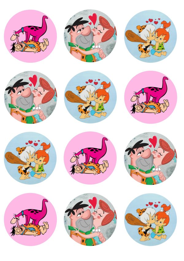 The Flintstones Fred Wilma Pebbles Bam Bam Dino Edible Cupcake Topper Images ABPID28059 For Sale