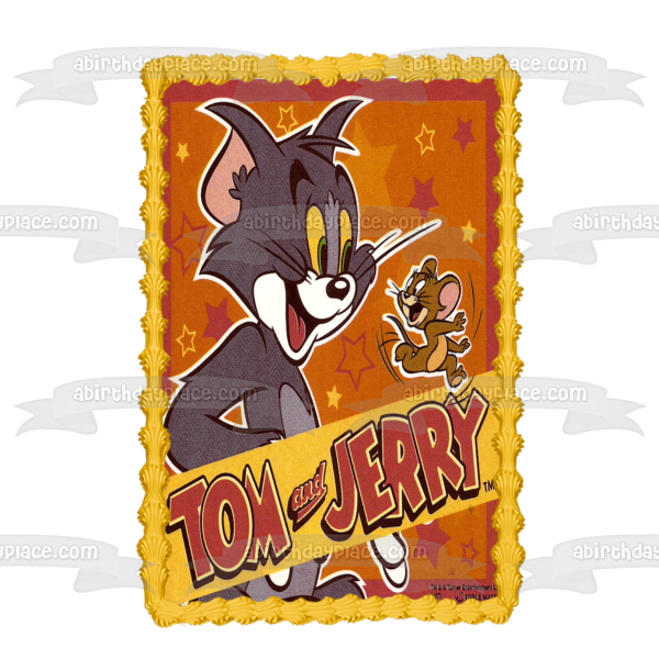 Tom and Jerry with a Starry Background Edible Cake Topper Image ABPID05908 Fashion