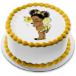 Queen Bee Princess Afro Puff African American Baby Girl Baby Shower Edible Cake Topper Image ABPID50368 Supply