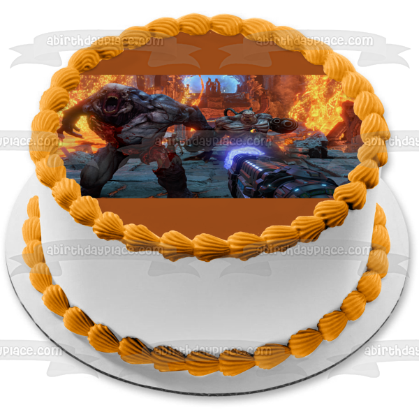 Doom Eternal SciFi Shooter FPS Gaming Monsters Edible Cake Topper Image ABPID52647 For Sale