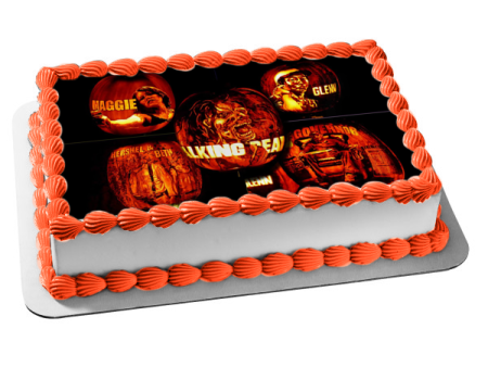 The Walking Dead Happy Halloween Pumpkin Carvings of Maggie Glenn Hershel Beth and the Governor Edible Cake Topper Image ABPID52698 Supply