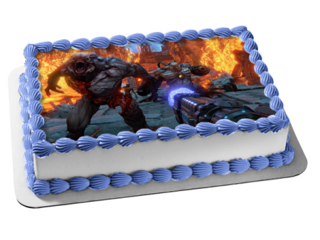 Doom Eternal SciFi Shooter FPS Gaming Monsters Edible Cake Topper Image ABPID52647 For Sale