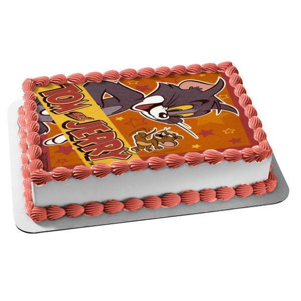 Tom and Jerry with a Starry Background Edible Cake Topper Image ABPID05908 Fashion