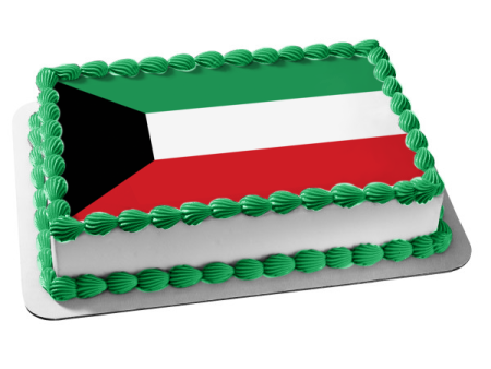 Flag of Kuwait Green White Red Black Edible Cake Topper Image ABPID13497 Online Hot Sale