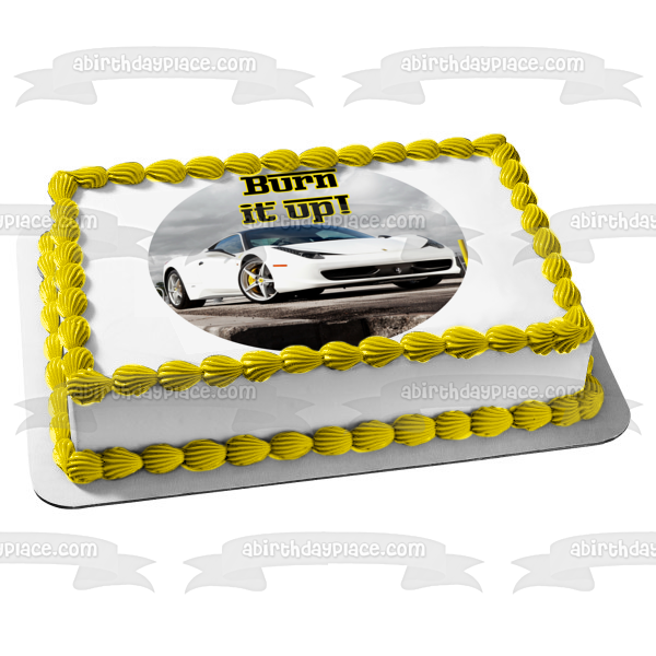 Ferrari S.P.A. White Burn It Up Edible Cake Topper Image ABPID27815 Sale