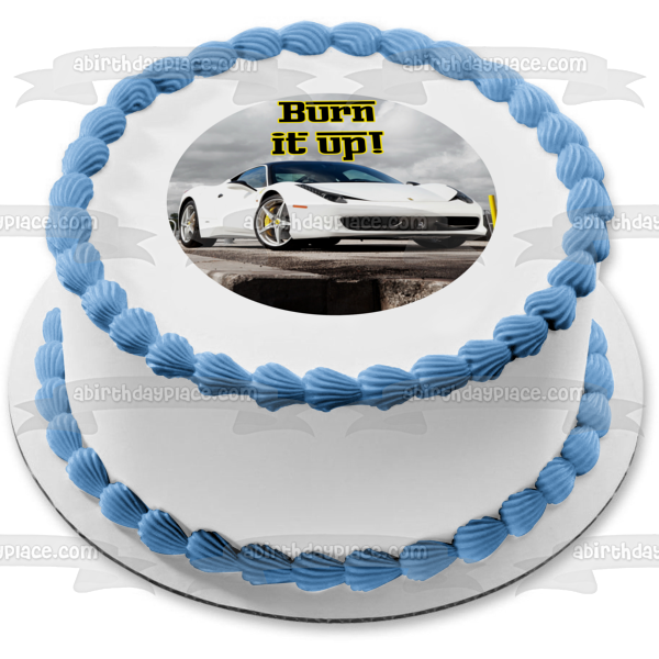 Ferrari S.P.A. White Burn It Up Edible Cake Topper Image ABPID27815 Sale