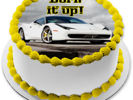 Ferrari S.P.A. White Burn It Up Edible Cake Topper Image ABPID27815 Sale