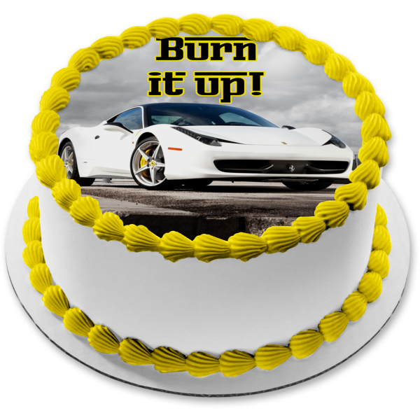 Ferrari S.P.A. White Burn It Up Edible Cake Topper Image ABPID27815 Sale