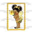 Queen Bee Princess Afro Puff African American Baby Girl Baby Shower Edible Cake Topper Image ABPID50368 Supply