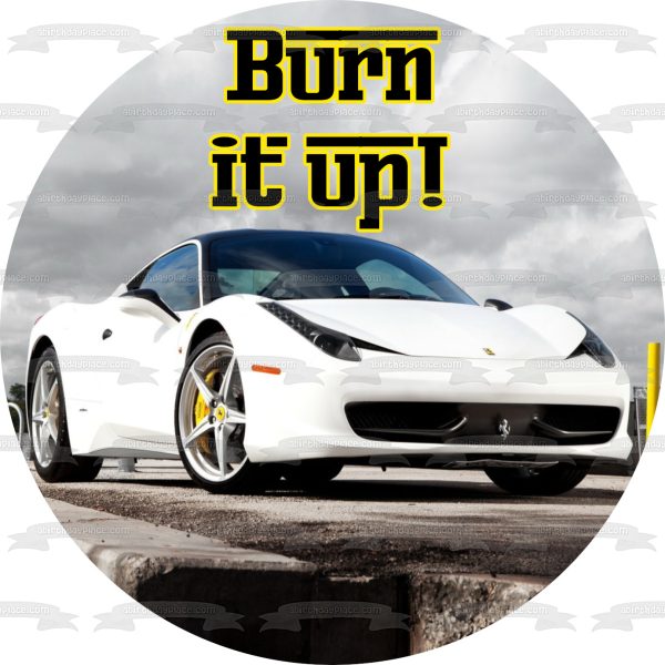 Ferrari S.P.A. White Burn It Up Edible Cake Topper Image ABPID27815 Sale