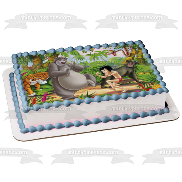 The Jungle Book Mowgli Baloo Kaa Sheer Khan and Bagheera In the Jungle Edible Cake Topper Image ABPID07509 Hot on Sale