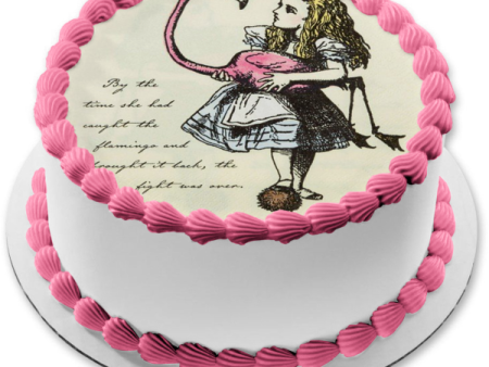 Round Truly Alice and Flaimngo Tea Party Birthday Edible Cake Topper Image ABPID50244 Discount