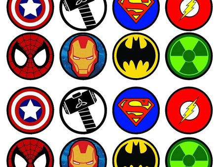 Superhero Logos DC Marvel Iron Man Spider-Man Super Man Thor the Flash Green Lantern Captain America Batman Edible Cupcake Topper Images ABPID50389 Online